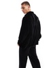 ASOS DESIGN boxy oversized crinkle velvet shirt in black