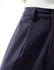 ASOS DESIGN baggy balloon fit cord pants with pleats in navy blue