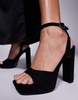 ASOS DESIGN Wide Fit Naples platform barely there block heeled sandals in black