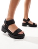 London Rebel chunky tech sandals in black