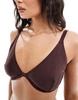 Cotton On balconette bra bikini top in brown shimmer