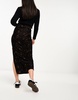 Free People velvet burnout midi skirt in black