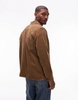 ARKET cord overshirt with front patch pockets in brown