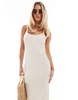 Vila Petite textured cami midi dress in cream