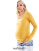 Mamalicious Maternity long sleeve scoop neck top in yellow