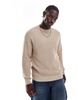 ADPT oversized fisherman rib crew neck sweater in beige