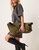 ASOS DESIGN suede boxy tote bag in green