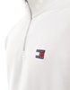 Tommy Jeans badge logo 1/4 zip sweatshirt in white