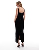 Bardot plunge velour maxi dress in black