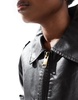 Lioness boxy leather look bomber jacket in black