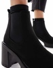 ASOS DESIGN Wide Fit Elma heeled chunky chelsea boots in black