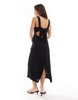 ASOS DESIGN square neck tie back linen midi sundress in black