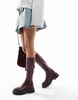 ASOS DESIGN Canyon sock chunky knee boot in burgundy