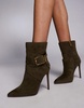 River Island suedette heeled boot in khaki