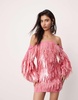 ASOS EDITION embellished shard sequin mini dress with oversized sleeves in pink