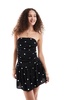 Motel Exclusive zhao polka dot bandeau mini dress in black