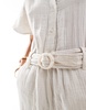 Mango belted short sleeve jumpsuit in light beige