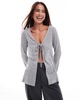 ASOS DESIGN tie front cardigan in gray