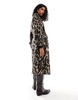 ASOS DESIGN top collar longline coat in animal print