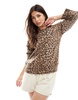 Cotton On luxe crew pullover knit sweater in leopard