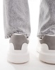 Bershka gray back tab sneakers in white