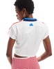 adidas Soccer Tiro crop T-shirt in white with red stripes