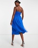 Trendyol bandeau midi dress with cut out in blue