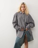 COLLUSION oversized shirt in charcoal check