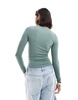 Cotton On rib crew long sleeve top in washed jade green