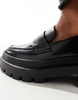 Walk London Kate saddle loafers in black smooth leather