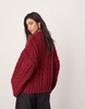 ASOS EDITION chunky cable knit oversized sweater in burgundy