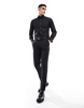 French Connection slim winged collar shirt in black