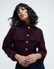 River Island funnel neck short wool look jacket in burgundy