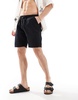 Brave Soul lightweight cotton elasticated waist shorts in black