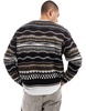 Cotton On vintage mix knit sweater in black brown