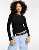 River Island draped long sleeve top in black