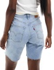 Levi's high waist ribcage bermuda denim shorts in light blue