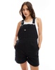 Dickies Canvas short bib overalls in stonewash black