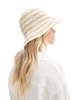 Accessorize stripe straw bucket hat in white/natural