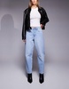 River Island oversized barrel leg jean in lightwash blue