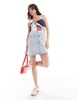 Tommy Jeans denim overall dress in light wash