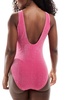 Threadbare scoop neck swimsuit with low back in hot pink glitter