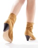 Truffle Collection wide fit cone heel ankle boots in tan