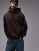 ARKET relaxed terry hoodie in dark brown