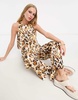 River Island layered jumpsuit in animal print