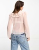 River Island embellished ruffle blouse in light pink