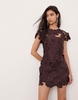 ASOS EDITION embroidered satin quilted cut work open back mini dress in burgundy