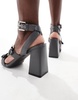 RAID Neesha block heeled sandals with buckles in gray