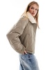 ASOS DESIGN borg collar quilted jacket in khaki