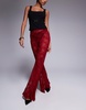 ASOS DESIGN extreme flare high waist lace pants in red